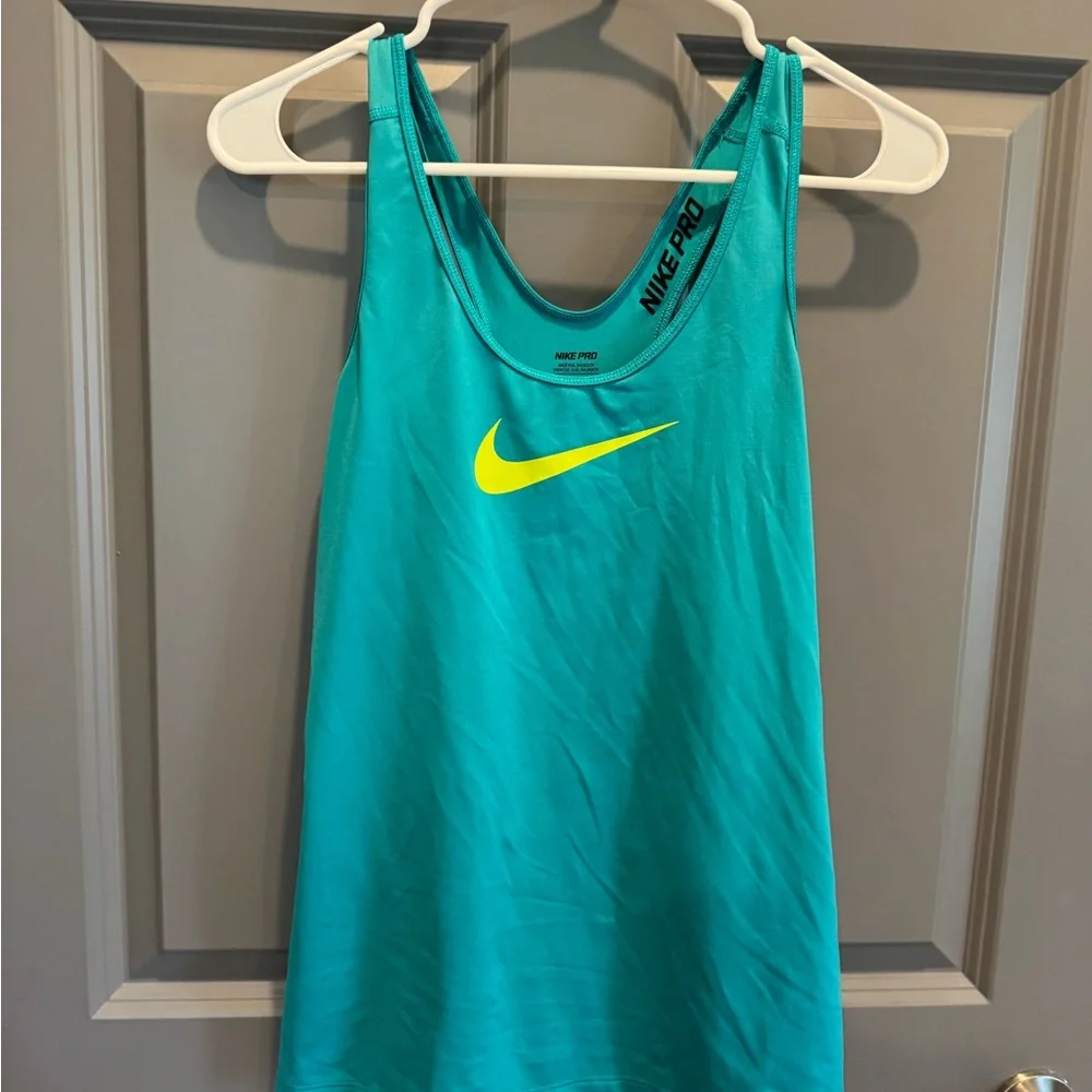 Nike Teal Tank with Neon Yellow Swoosh